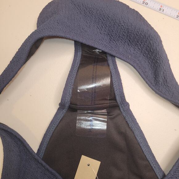 J Crew Bikini Bottom Textured curved-waist cheeky Size Medium Blue BC050 - Picture 7 of 7